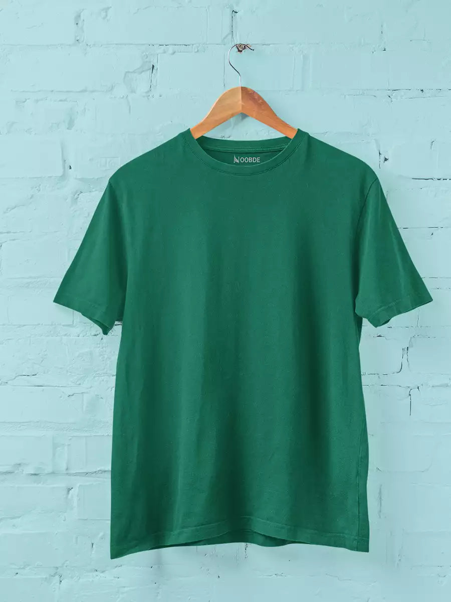 Bottle green Plain Classic Fit Round Neck T-Shirt